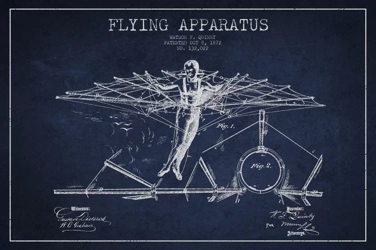 Flying Apparatus Navy Blue Patent Blueprint