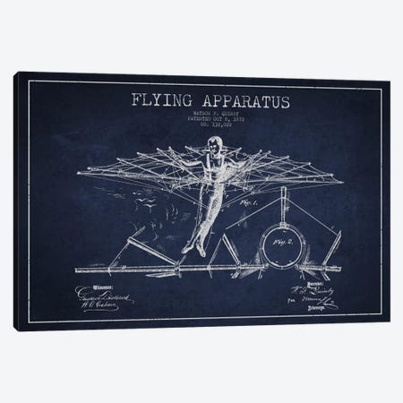 Flying Apparatus Navy Blue Patent Blueprint Canvas Print #ADP2377} by Aged Pixel Canvas Print