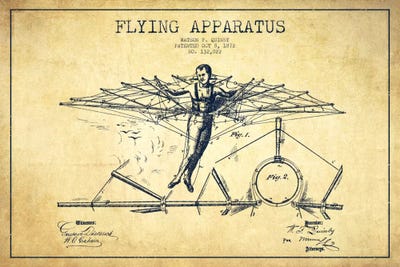 Flying Apparatus Vintage Patent Blueprint by Aged Pixel framed canvas print