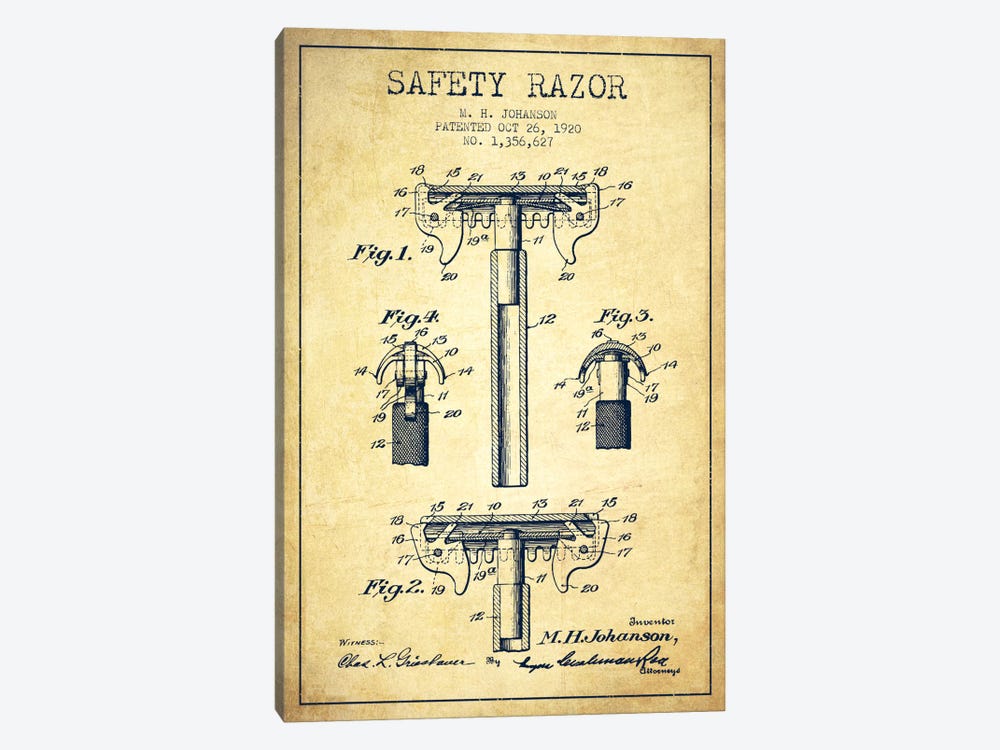 Razor Vintage Patent Blueprint by Aged Pixel 1-piece Canvas Art