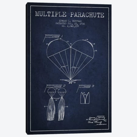 Multiple Parachute Navy Blue Patent Blueprint Canvas Print #ADP2382} by Aged Pixel Canvas Print