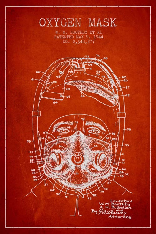 Oxygen Mask 1 Red Patent Blueprint