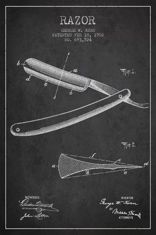 Razor Charcoal Patent Blueprint