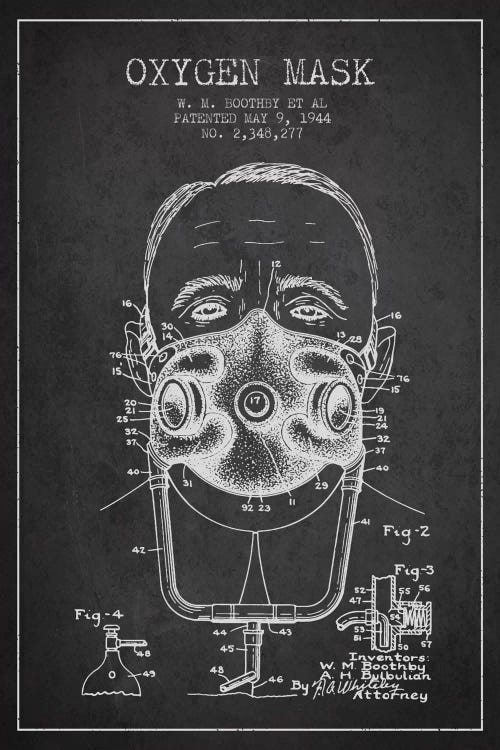 Oxygen Mask 2 Charcoal Patent Blueprint