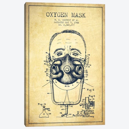 Oxygen Mask 2 Vintage Patent Blueprint Canvas Print #ADP2394} by Aged Pixel Canvas Print