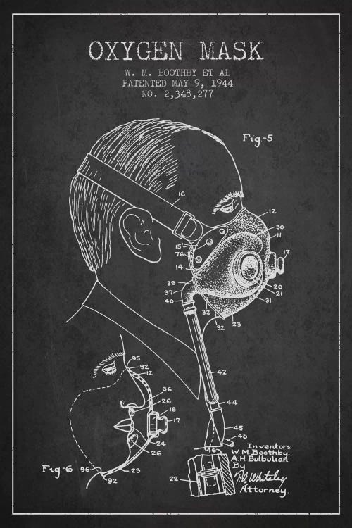 Oxygen Mask 3 Charcoal Patent Blueprint