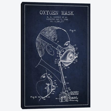 Oxygen Mask 3 Navy Blue Patent Blueprint Canvas Print #ADP2397} by Aged Pixel Canvas Print