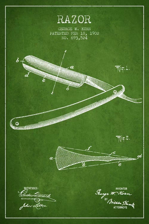 Razor Green Patent Blueprint