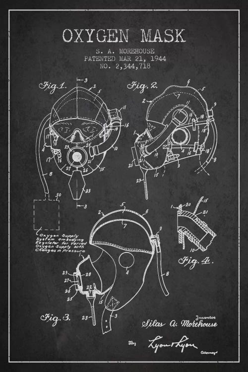 Oxygen Mask Charcoal Patent Blueprint