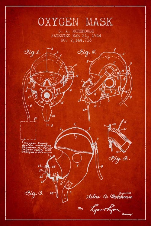 Oxygen Mask Red Patent Blueprint