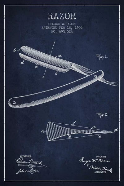 Beauty & Personal Care Blueprints: Razor Navy Blue Patent Blueprint by Aged Pixel