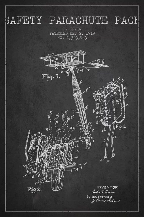 Parachute 2 Charcoal Patent Blueprint