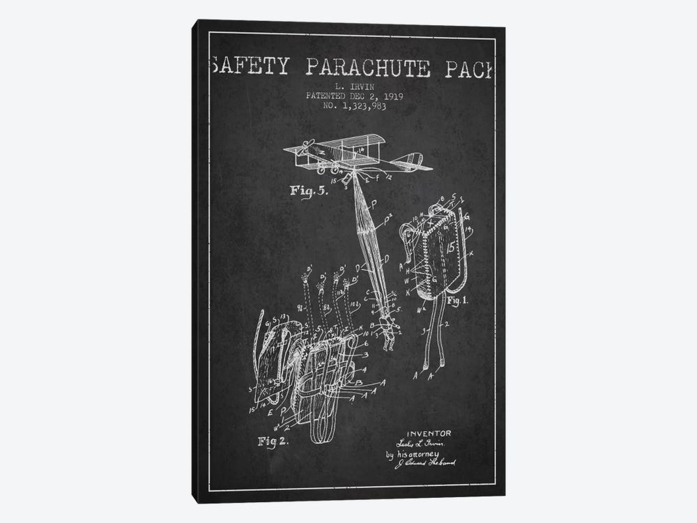 Parachute 2 Charcoal Patent Blueprint by Aged Pixel 1-piece Canvas Art