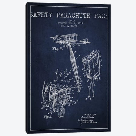 Parachute 2 Navy Blue Patent Blueprint Canvas Print #ADP2412} by Aged Pixel Canvas Art Print