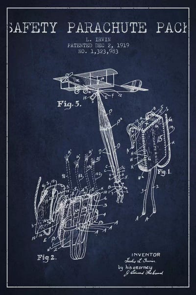 Parachute 2 Navy Blue Patent Blueprint