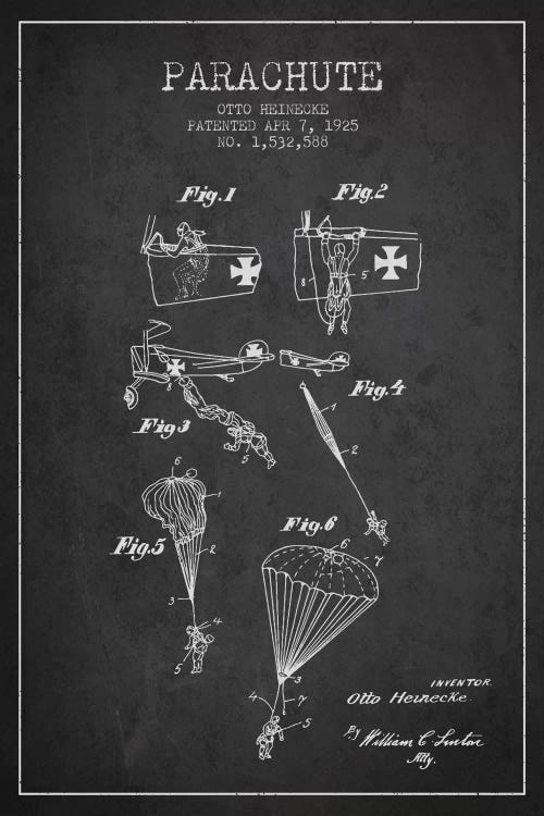 Parachute 3 Charcoal Patent Blueprint