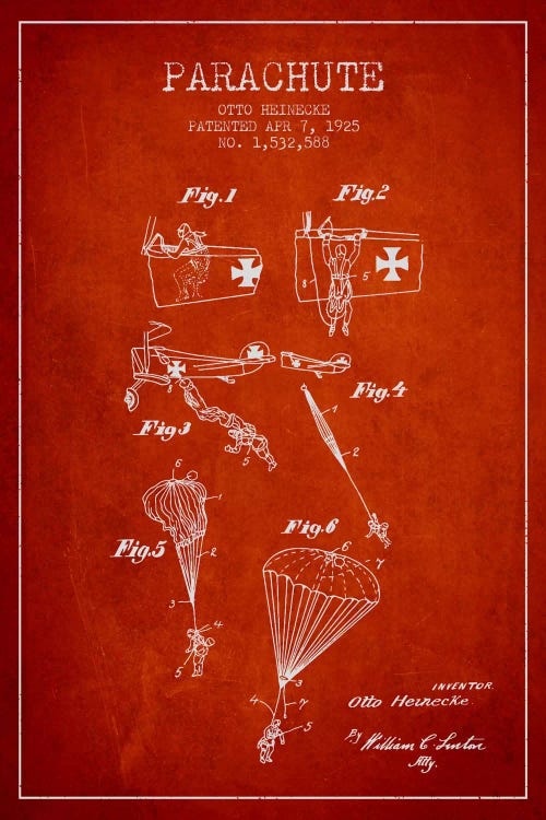 Parachute 3 Red Patent Blueprint