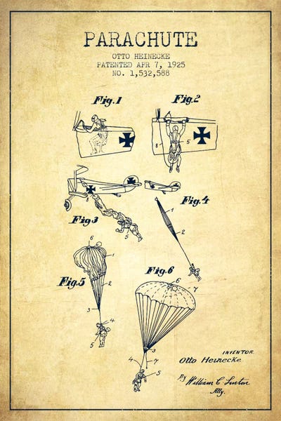 Parachute 3 Vintage Patent Blueprint
