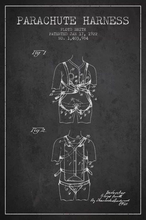 Parachute 4 Charcoal Patent Blueprint