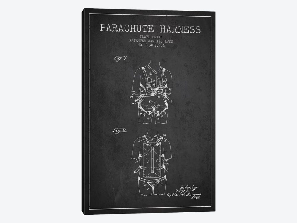 Parachute 4 Charcoal Patent Blueprint by Aged Pixel 1-piece Canvas Print