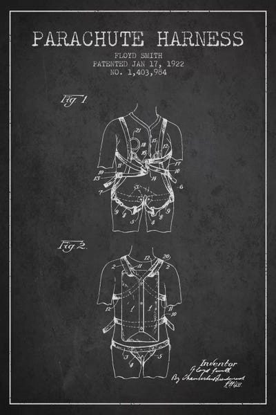 Parachute 4 Charcoal Patent Blueprint