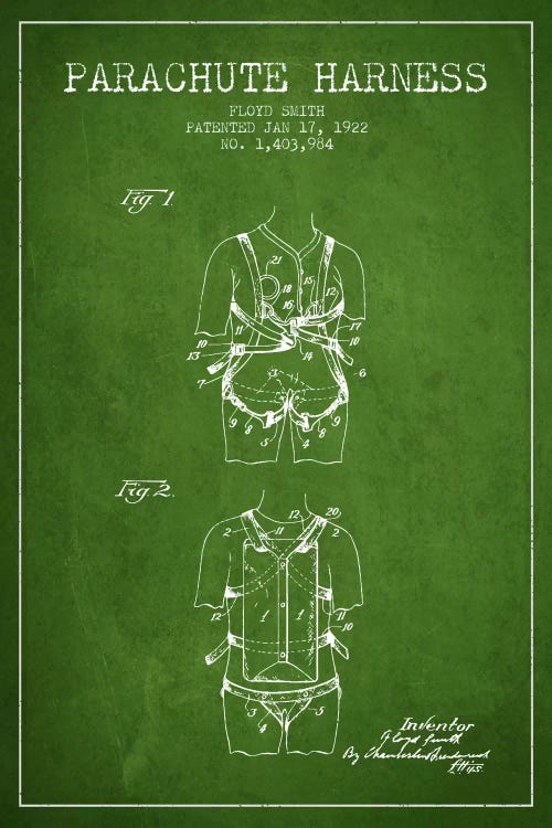 Parachute 4 Green Patent Blueprint