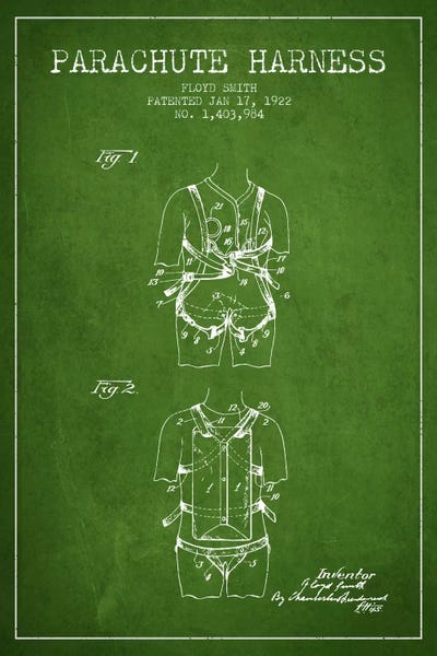 Parachute 4 Green Patent Blueprint