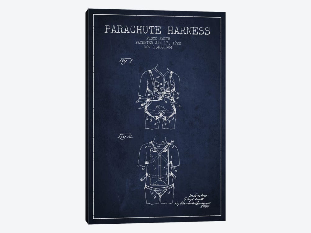 Parachute 4 Navy Blue Patent Blueprint by Aged Pixel 1-piece Art Print