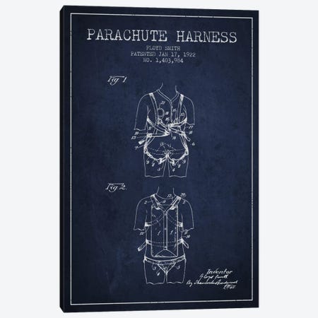 Parachute 4 Navy Blue Patent Blueprint Canvas Print #ADP2422} by Aged Pixel Canvas Art