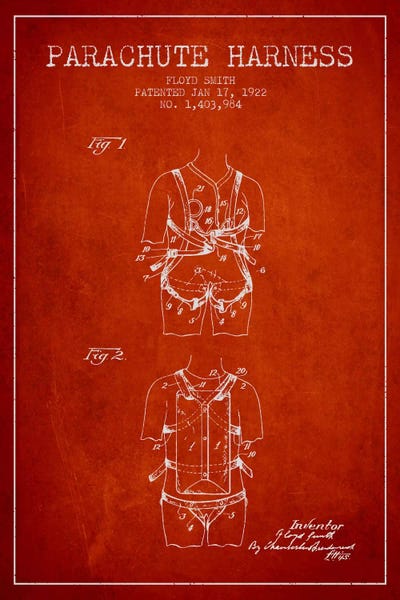 Parachute 4 Red Patent Blueprint by Aged Pixel canvas print