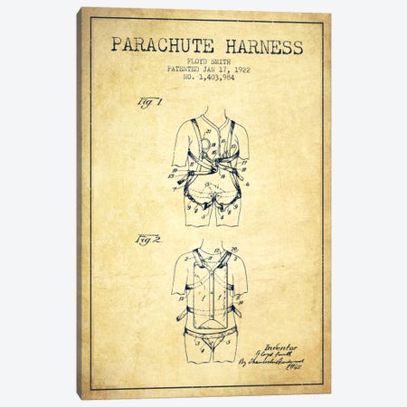 Parachute 4 Vintage Patent Blueprint Canvas Print #ADP2424} by Aged Pixel Canvas Print