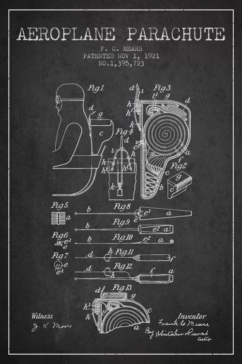 Parachute 5 Charcoal Patent Blueprint