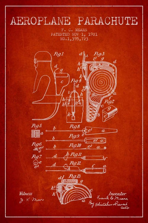 Parachute 5 Red Patent Blueprint