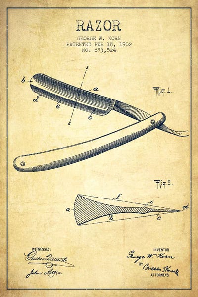 Aged Pixel: Razor Vintage Patent Blueprint by Aged Pixel