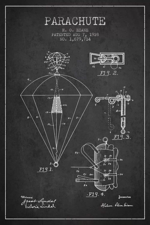 Parachute 6 Charcoal Patent Blueprint