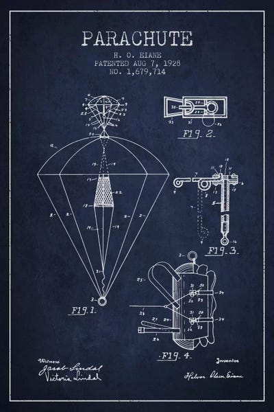 Parachute 6 Navy Blue Patent Blueprint