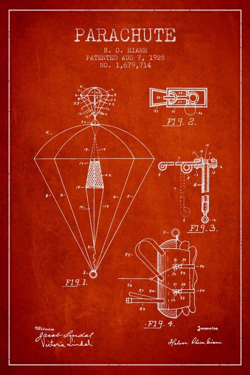 Parachute 6 Red Patent Blueprint