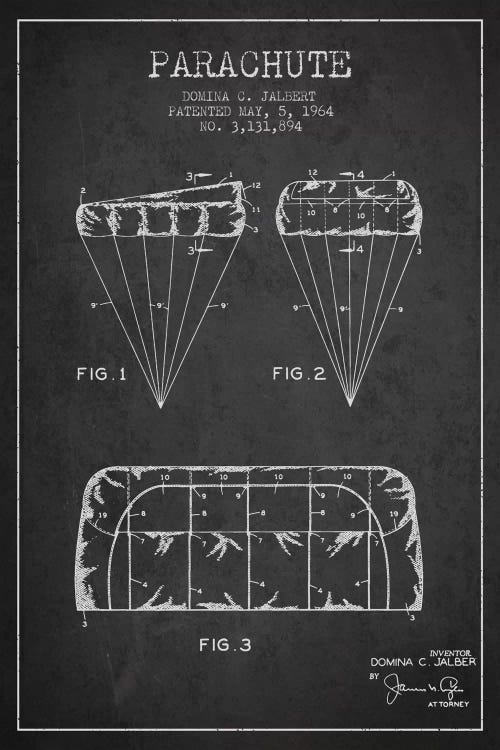Parachute Charcoal Patent Blueprint