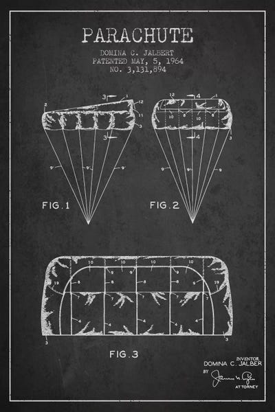 Parachute Charcoal Patent Blueprint
