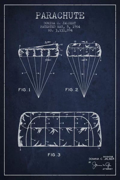 Parachute Navy Blue Patent Blueprint by Aged Pixel canvas print