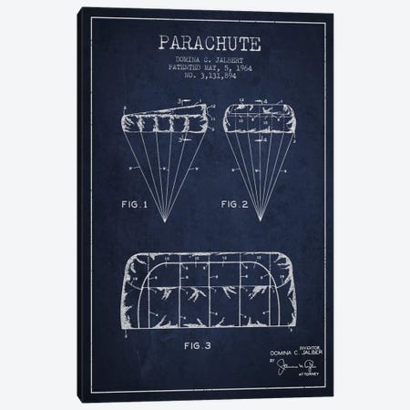 Parachute Navy Blue Patent Blueprint Canvas Print #ADP2437} by Aged Pixel Canvas Artwork