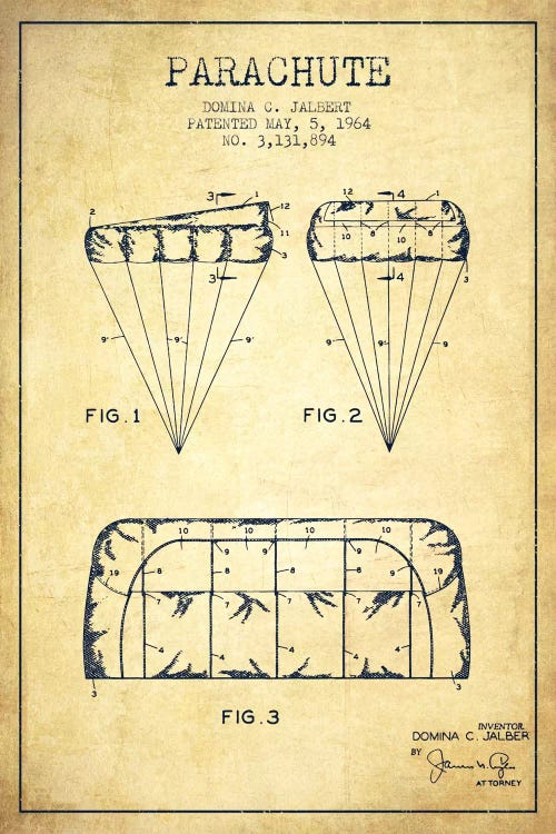 Parachute Vintage Patent Blueprint