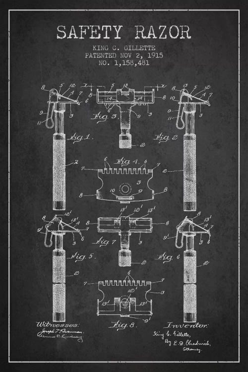 Razor Charcoal Patent Blueprint