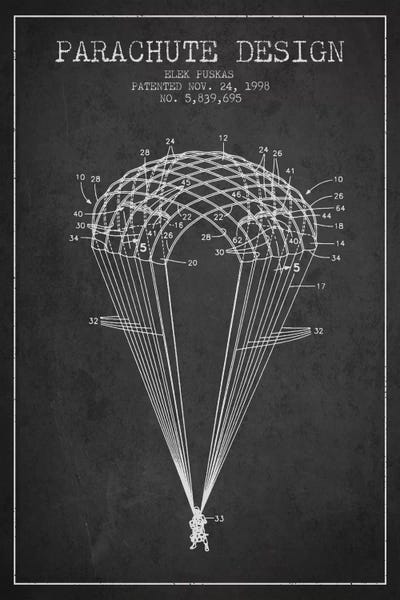 Parachute Design Charcoal Patent Blueprint by Aged Pixel canvas print