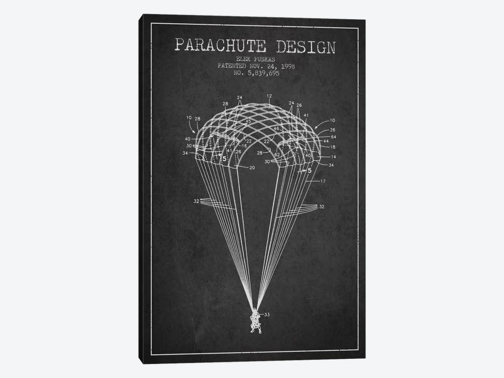 Parachute Design Charcoal Patent Blueprint by Aged Pixel 1-piece Canvas Print