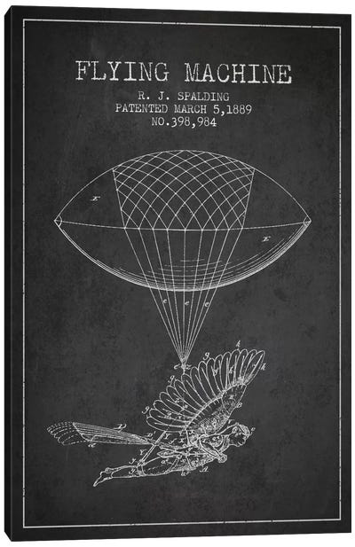 Icarus 5 Charcoal Patent Blueprint Canvas Art Print - Aged Pixel: Aviation