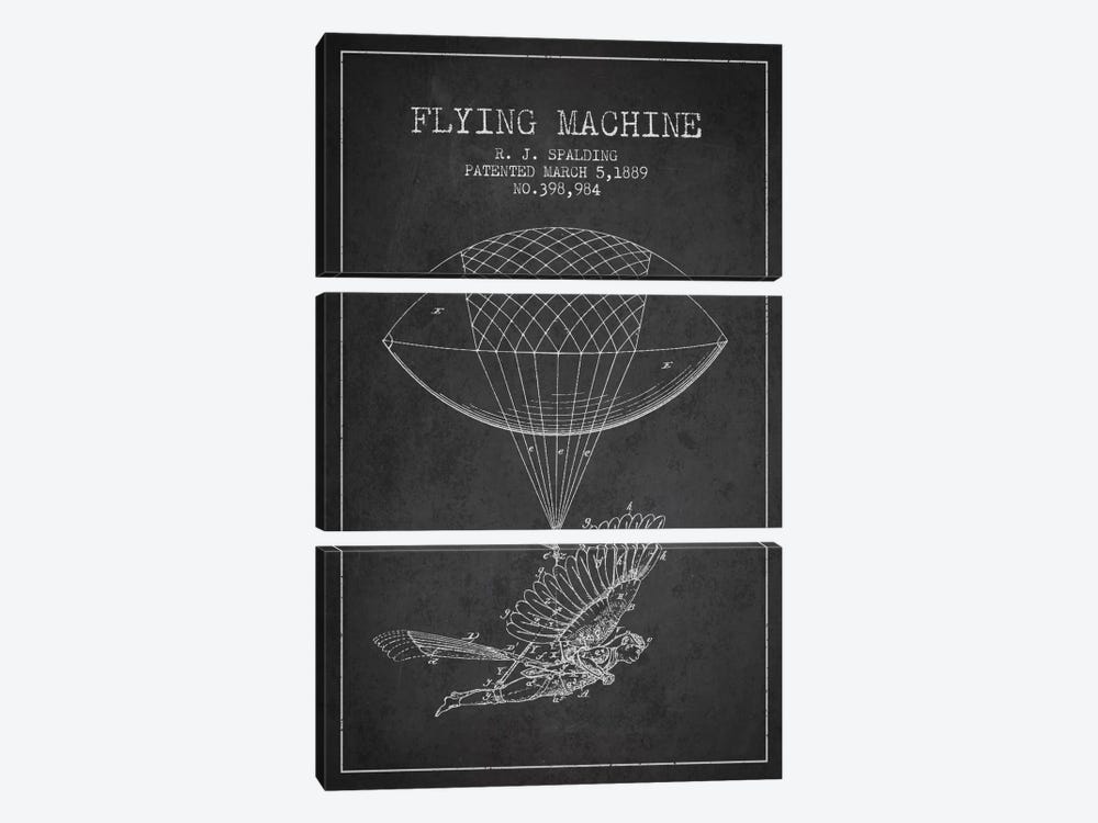 Icarus 5 Charcoal Patent Blueprint by Aged Pixel 3-piece Canvas Wall Art