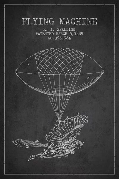 Aviation Blueprints: Icarus 5 Charcoal Patent Blueprint by Aged Pixel