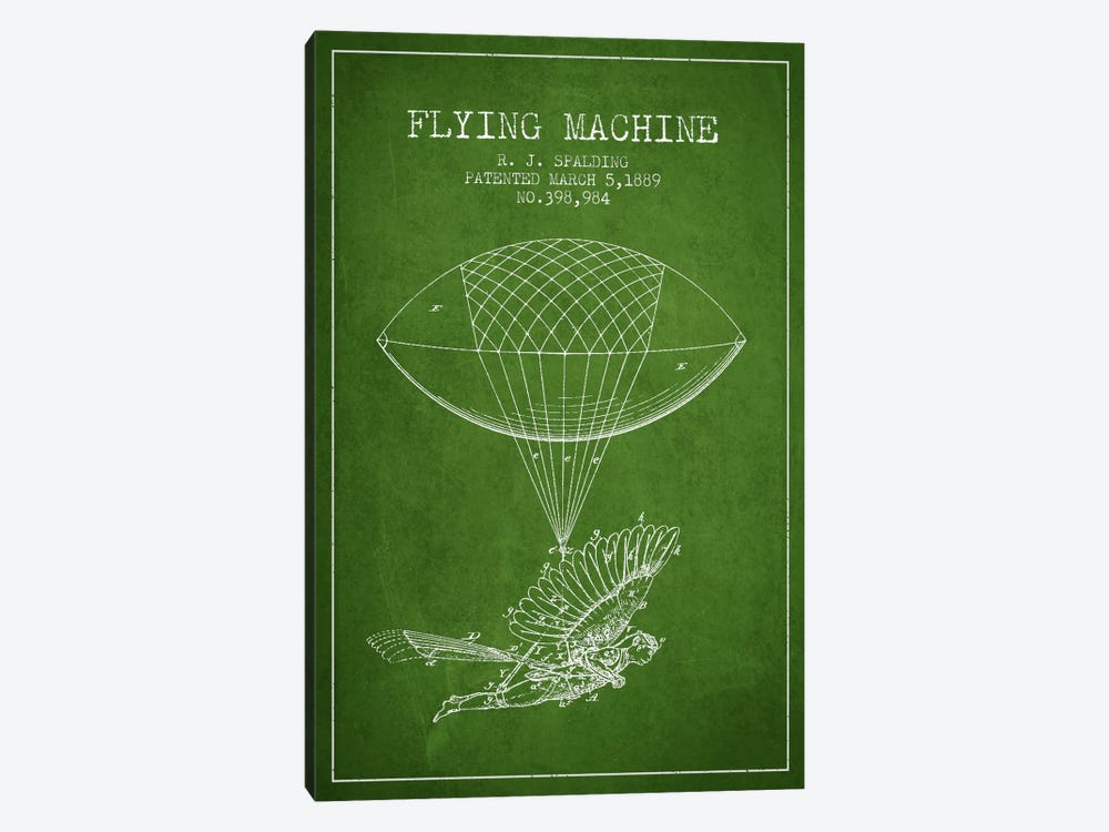 Icarus 5 Green Patent Blueprint by Aged Pixel 1-piece Art Print