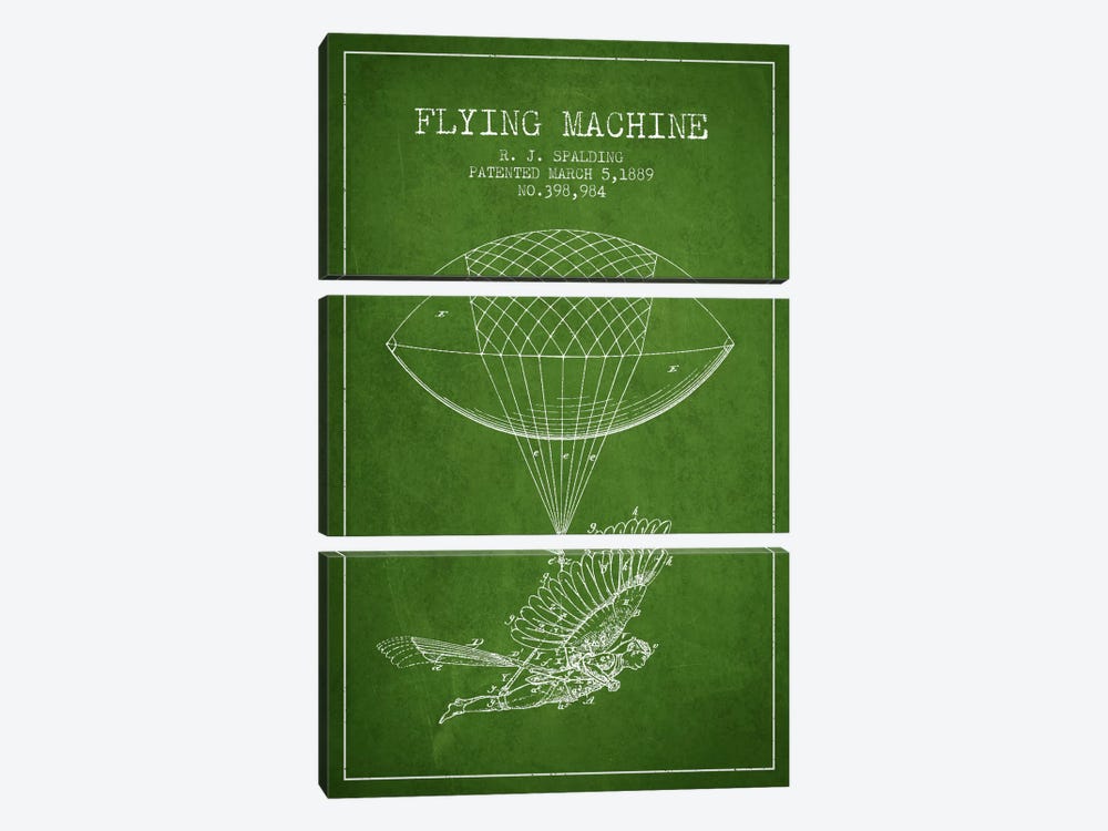 Icarus 5 Green Patent Blueprint by Aged Pixel 3-piece Art Print